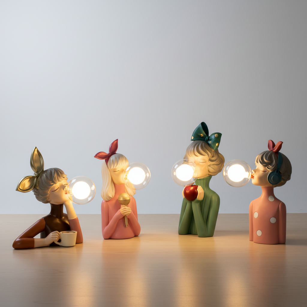 Handgefertigte Tischleuchte Kunstharz -  GlowMuse