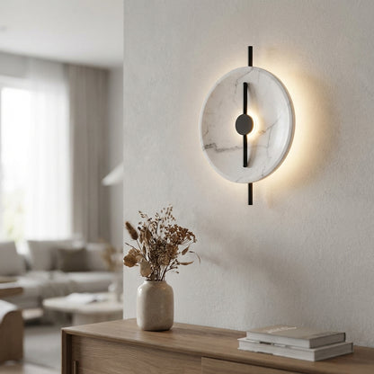 Round Marble Effect Sconce -  Marbelleo