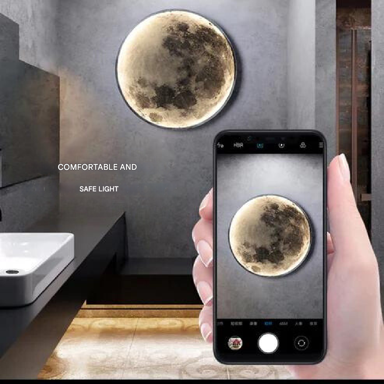 Round Wall Lamp with Moon Print - Moonique